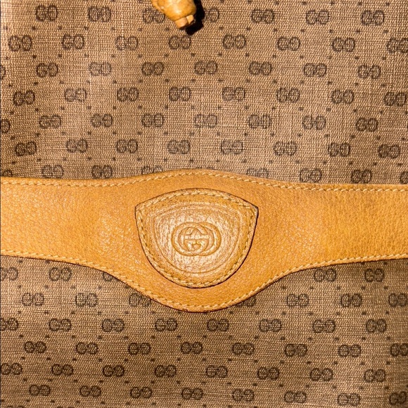 Gucci Micro GG Brown Monogram Shoulder Bag with Gold Accents Vintage - Picture 7 of 16